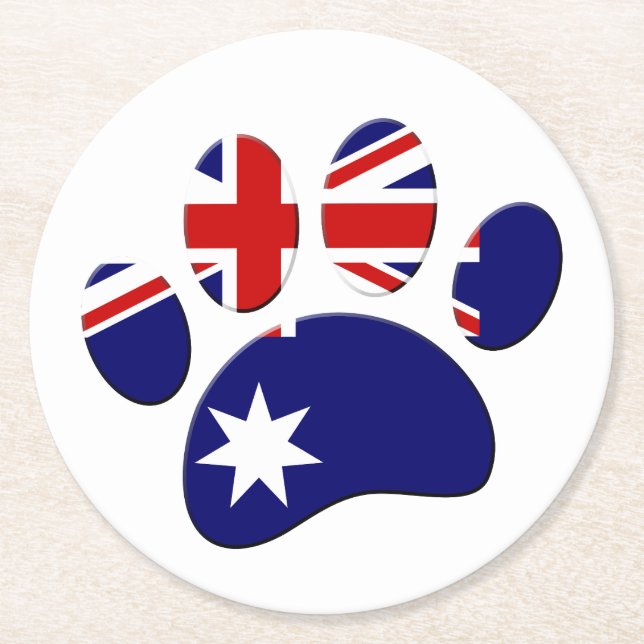 Dessous De Verre Rond Empreinte de patte du Drapeau australien (Devant)