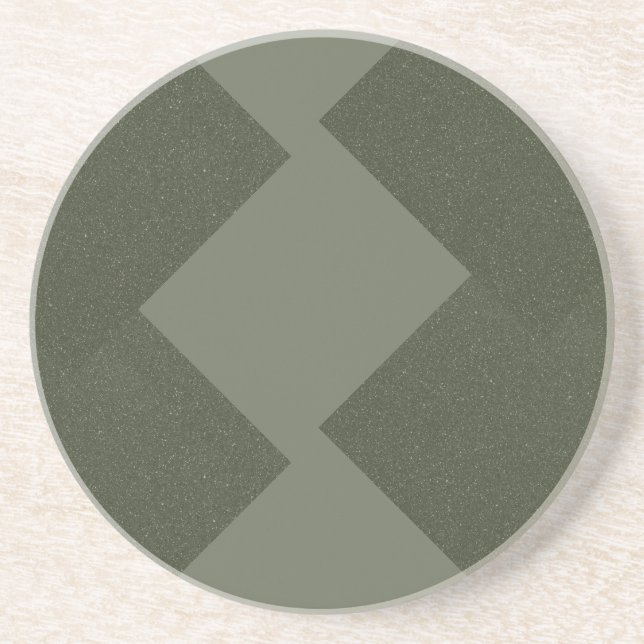 Dessous de verre rond en grès vert mousse (Devant)