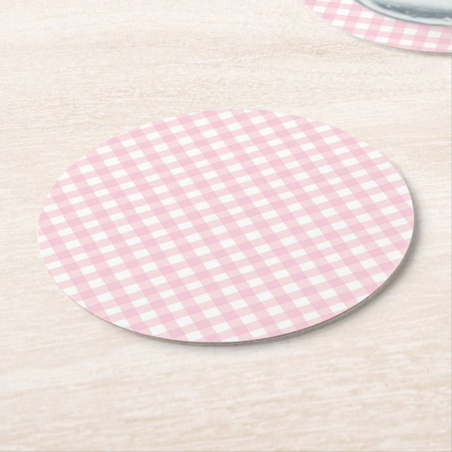 Dessous De Verre Rond En vichy rose (Incliné)