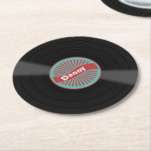 Dessous De Verre Rond Enregistrement vinyle de nom personnalisé