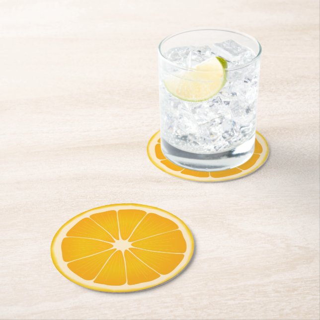 Dessous De Verre Rond Été Orange Citrus (En situation)