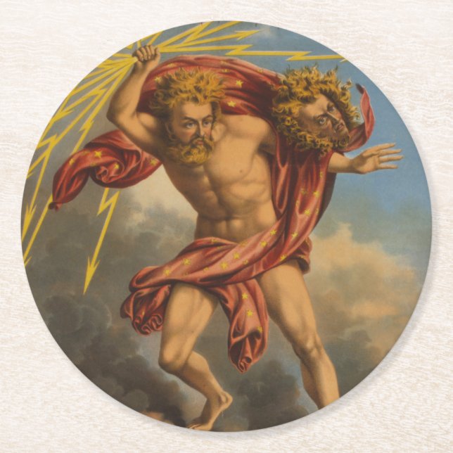 Dessous De Verre Rond Étiquette du tabac, 1868. (Devant)