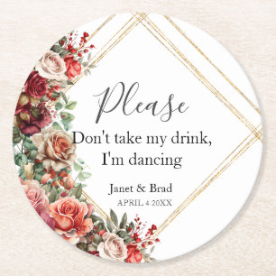 Dessous De Verre Rond Eucalyptus floral rose