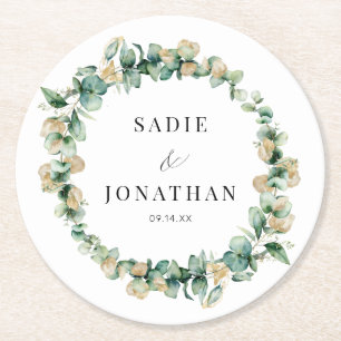 Dessous De Verre Rond Eucalyptus Gold Elegant Mariage Wreath