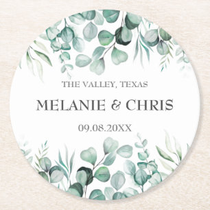 Dessous De Verre Rond Eucalyptus Verdure Custom Boho Rustique Mariage