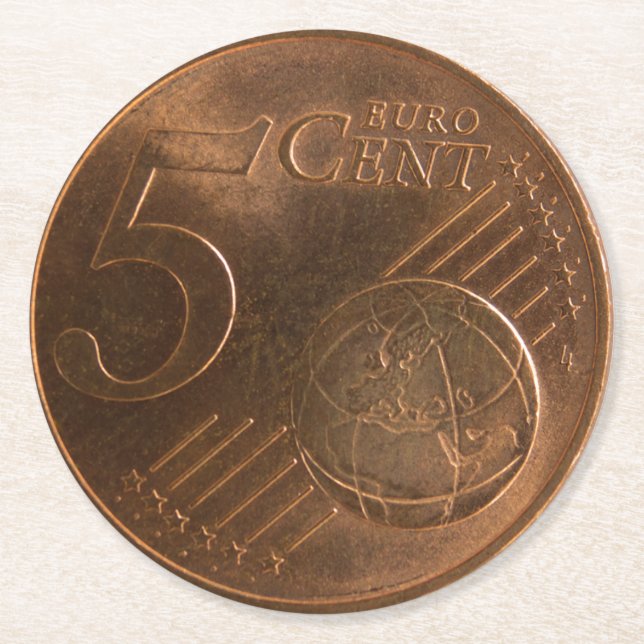 Dessous De Verre Rond Euro 5 Cent pièce d'argent (Devant)