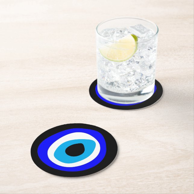 Dessous De Verre Rond Evil Eye Talisman & arabe Amulet /turc, grec (En situation)