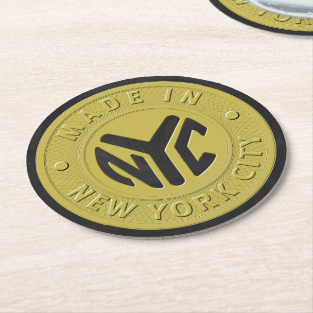 Dessous De Verre Rond Fabriqué À New York (Incliné)