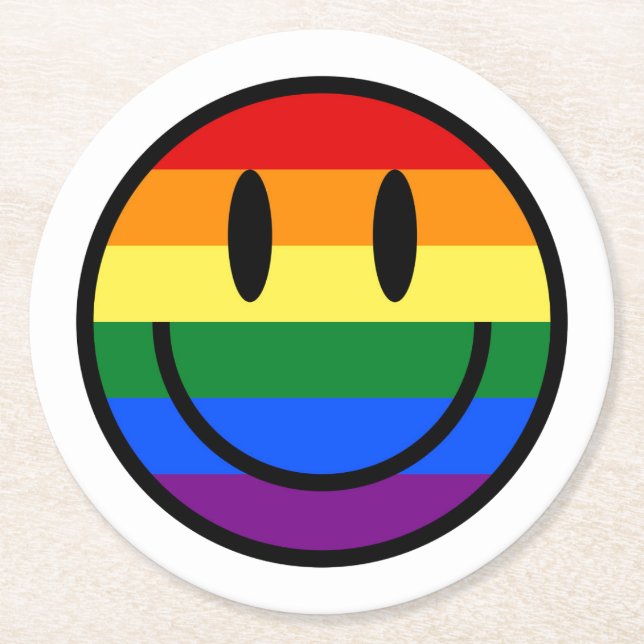 Dessous De Verre Rond Face souriante arc-en-ciel (Devant)
