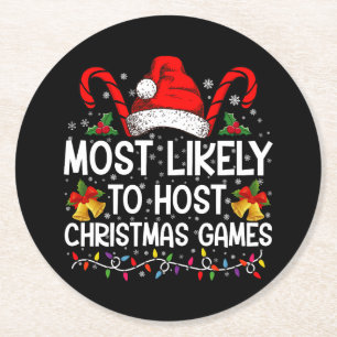 Dessous De Verre Rond Famille De Jeux De Noël La Plus Probable