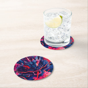 Dessous De Verre Rond Fantastique Fleur Fury Dragon