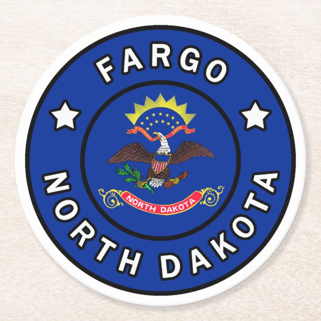 Dessous De Verre Rond Fargo Dakota du Nord (Devant)