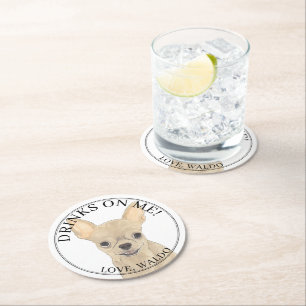 Dessous De Verre Rond Faune personnalisée Long Haired Chihuahua Mariage
