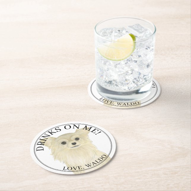 Dessous De Verre Rond Faune personnalisée Long Haired Chihuahua Mariage (En situation)