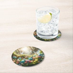 Dessous De Verre Rond Fée de la forêt mystique Œufs de printemps magique