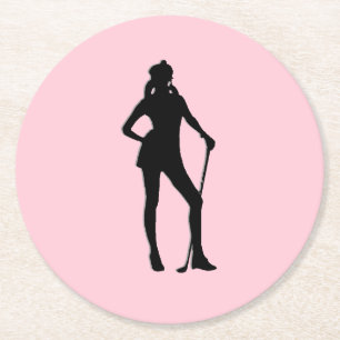 Dessous De Verre Rond Femme Golf Rose Sport