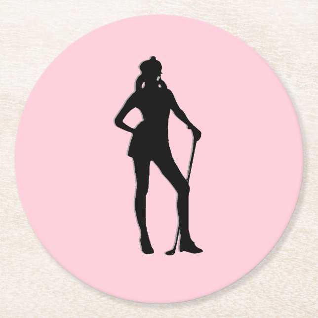 Dessous De Verre Rond Femme Golf Rose Sport (Devant)