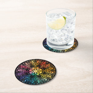 Dessous De Verre Rond Fenêtre gothique Fierté arc-en-ciel