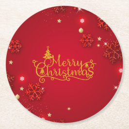 Dessous De Verre Rond Festive Red and Gold Christmas Stickers