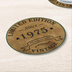 Dessous De Verre Rond Fête d'anniversaire de 1975