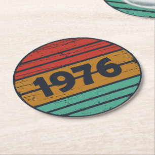 Dessous De Verre Rond Fête d'anniversaire de 1976