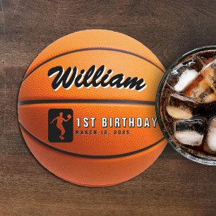 Dessous De Verre Rond Fête d'anniversaire de basket-ball