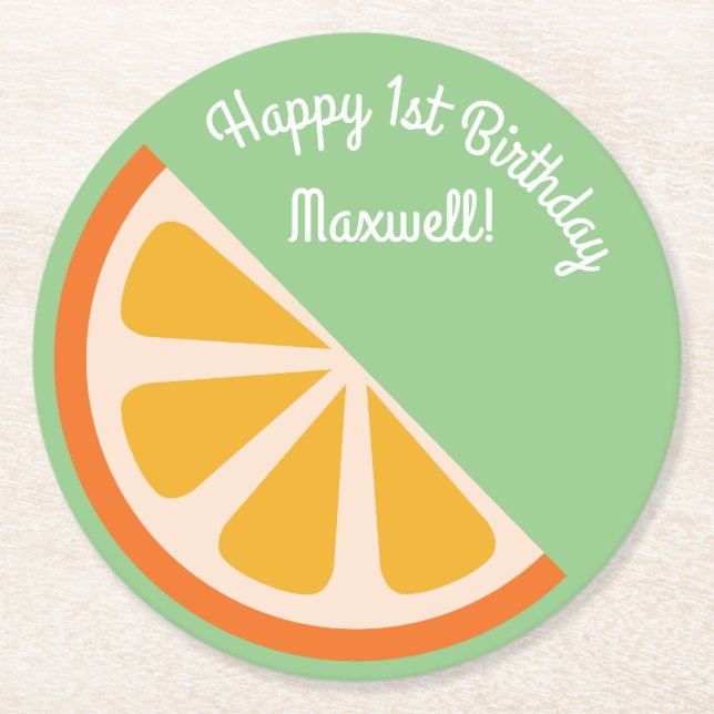 Dessous De Verre Rond Fête d'anniversaire de Citrus Slice (Devant)