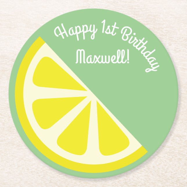 Dessous De Verre Rond Fête d'anniversaire de Citrus Slice (Devant)