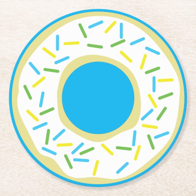 Dessous De Verre Rond Fête d'anniversaire de Donut (Devant)