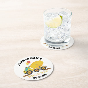 Dessous De Verre Rond Fête d'anniversaire de la construction