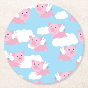 Dessous De Verre Rond Fête d'anniversaire de vol de cochon