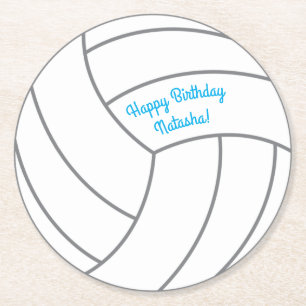 Dessous De Verre Rond Fête d'anniversaire de volley-ball