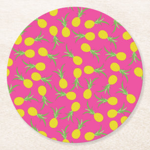 Dessous De Verre Rond Fête d'anniversaire d'été d'enfant mignon Ananas