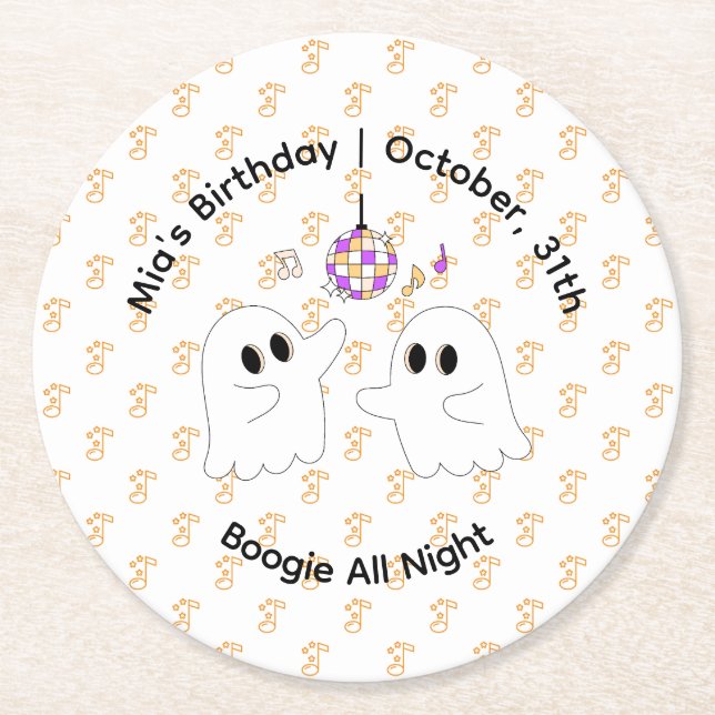 Dessous De Verre Rond Fête d'anniversaire d'Halloween | Conception Citro (Devant)