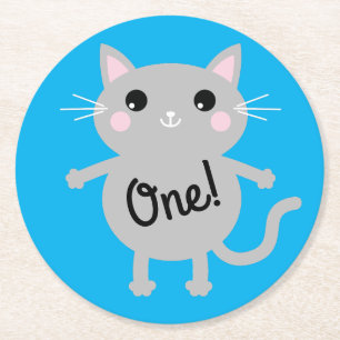 Dessous De Verre Rond Fête d'anniversaire du chat