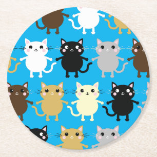 Dessous De Verre Rond Fête d'anniversaire du chat
