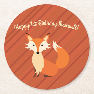 Dessous De Verre Rond Fête d'anniversaire Fox