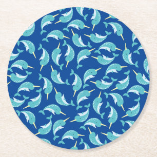 Dessous De Verre Rond Fête d'anniversaire Narwhal