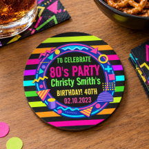 Fête d'anniversaire personnalisée néon rétro 80