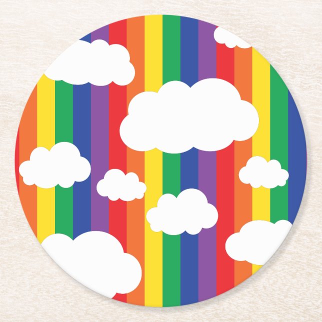 Dessous De Verre Rond Fête d'anniversaire Rainbow (Devant)