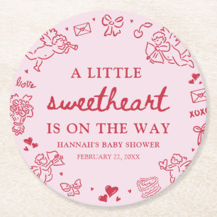 Dessous De Verre Rond Fête de Bébé Petite Douceur Saint-Valentin Dessiné