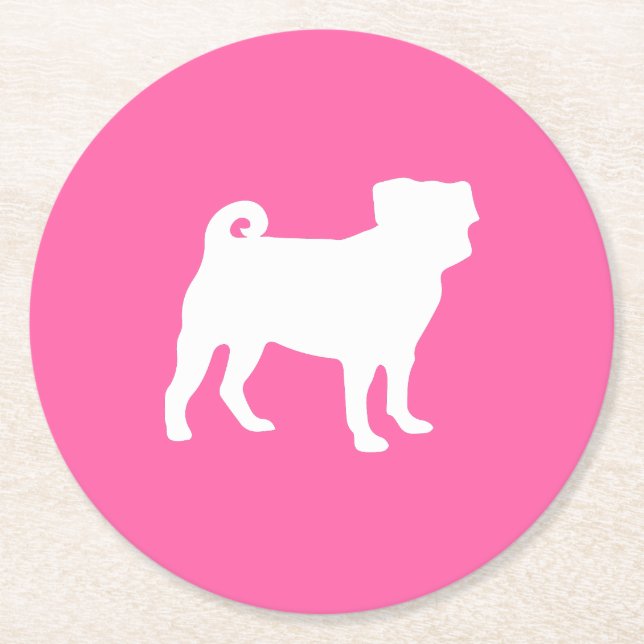 Dessous De Verre Rond Fête de la fête du chien Carlin rose (Devant)