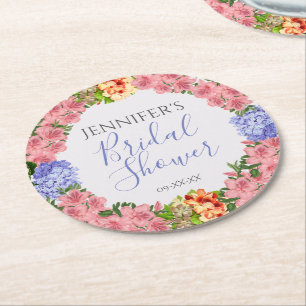 Dessous De Verre Rond Fête de la mariée florale de cadre d'aquarelle