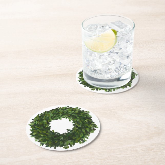 Dessous De Verre Rond Fête de Noël de Boxwood Wreath (En situation)
