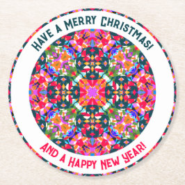 Dessous De Verre Rond Fête de Noël moderne colorée sur mesure