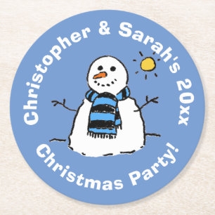 Dessous De Verre Rond Fête de Noël personnalisée Snowman