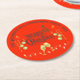 Dessous De Verre Rond Fête de Noël très joyeuse