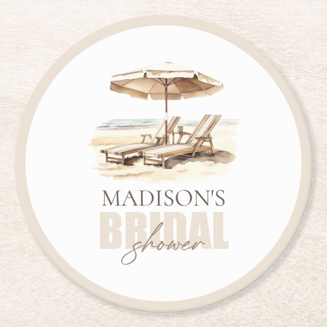 Dessous De Verre Rond Fête des mariées de plage personnalisée (Devant)
