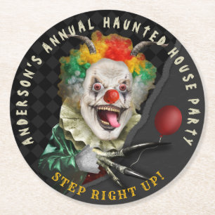Dessous De Verre Rond Fête du cirque Déplaisant adulte d'Halloween