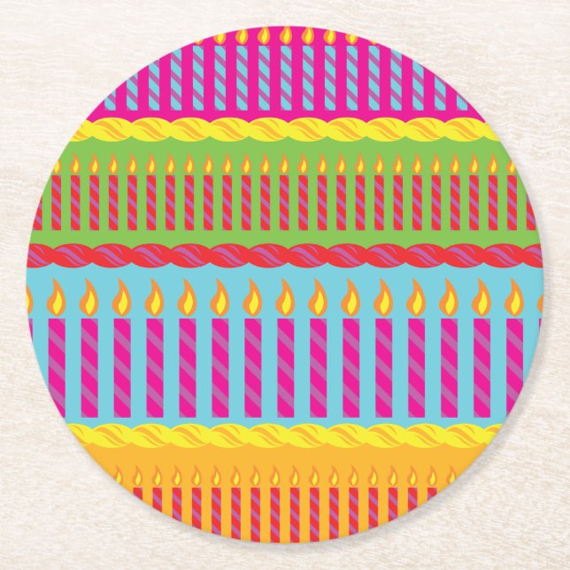 Dessous De Verre Rond Fête du gâteau d'anniversaire (Devant)